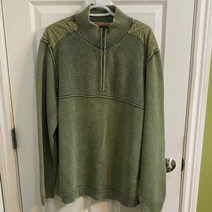 Carbon2Cobalt Sweater Mens XL Half Zip Knit Green Pullover Cotton Work Casual